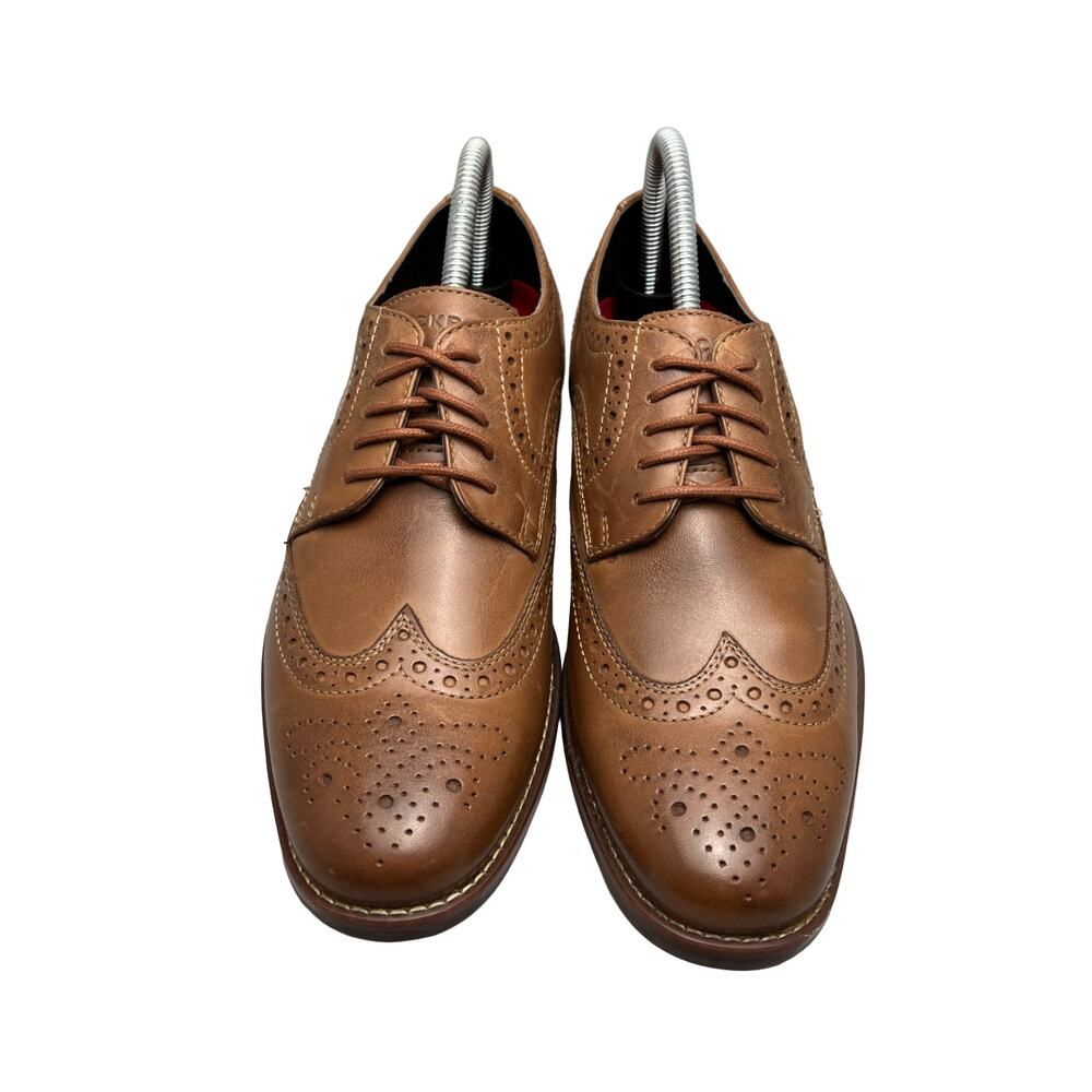 Rockport Tan Stylepurpose Tan Leather Upper Wingtip Derby Mens 7M Dress Shoes